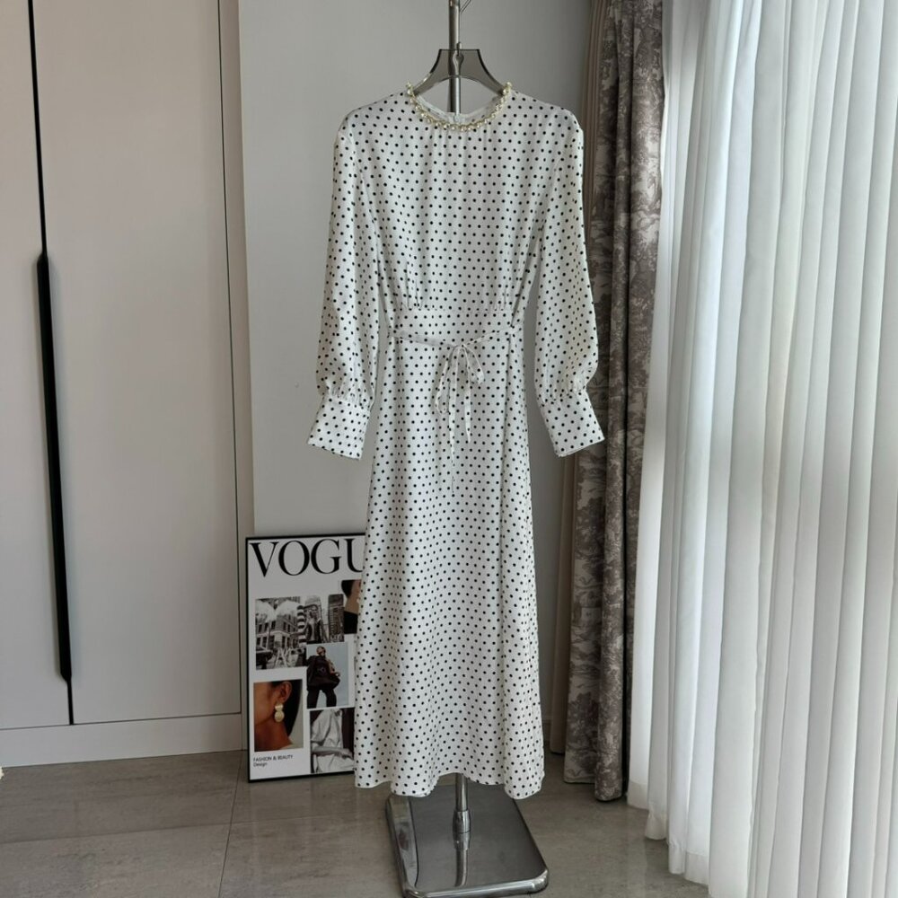 Sandro new polka dot long-sleeved dress